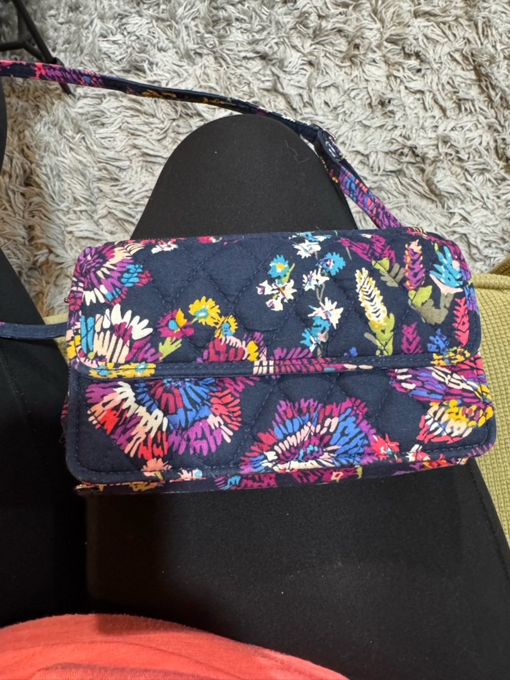 Vera Bradley Navy Quilted Floral Crossbody with Multicolor Blooms